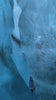 Iceland glacier, blue ice with a person
